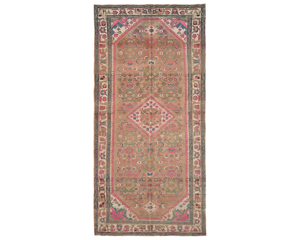 5x11 Vintage Brown Persian Style Hand Knotted Low Pile Wool Area Rug